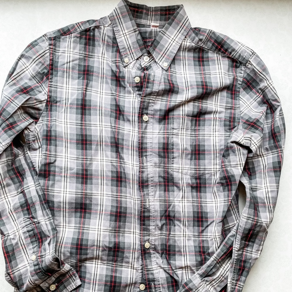 Men’s merona plaid long sleeve button up